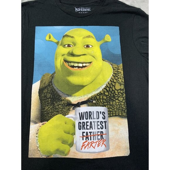 Shrek Shirt Men Medium Black Graphic Tee Worlds Greatest Farter Funny DreamWorks - Picture 6 of 7